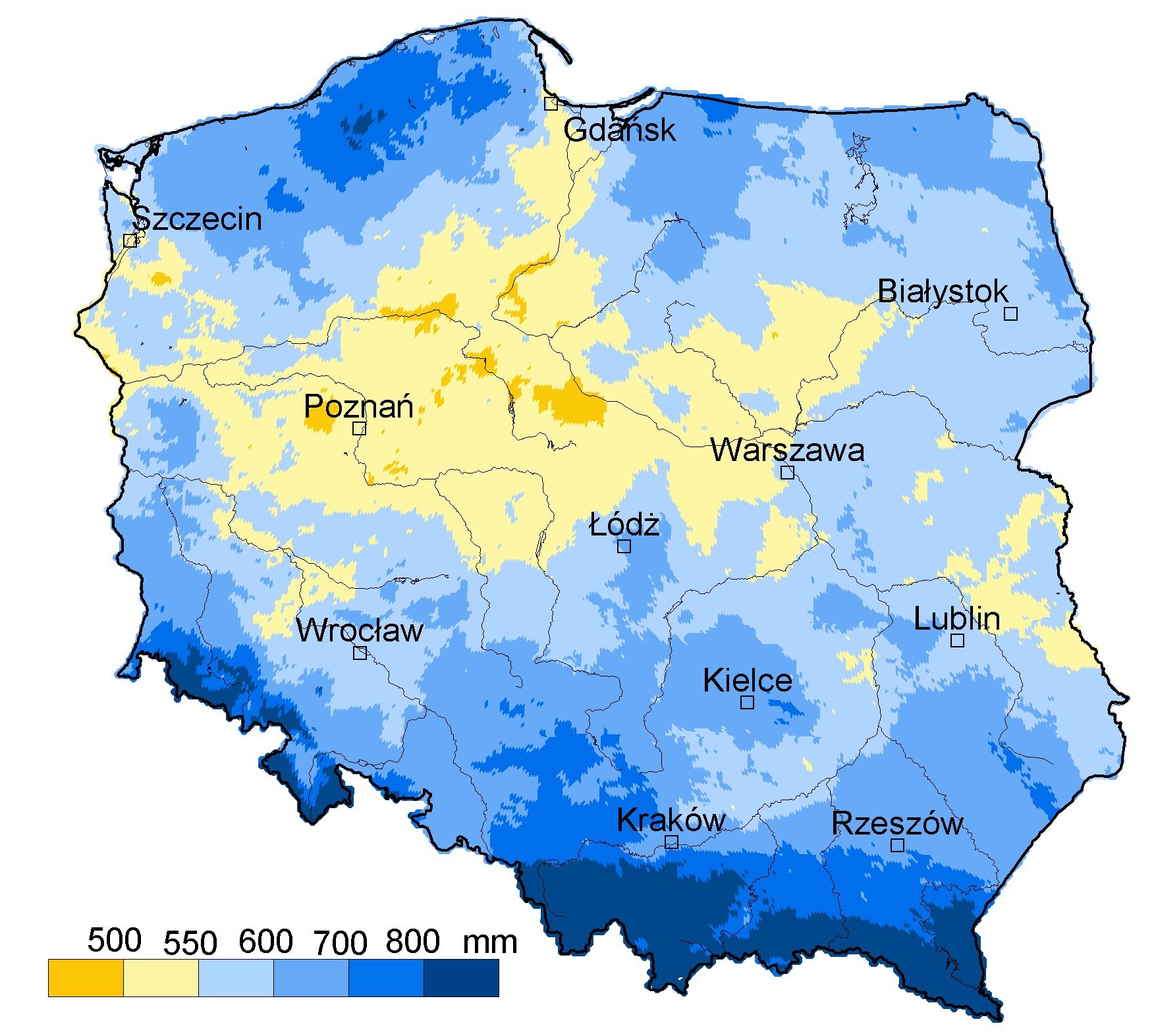 Średnia roczna suma opadu atmosferycznego